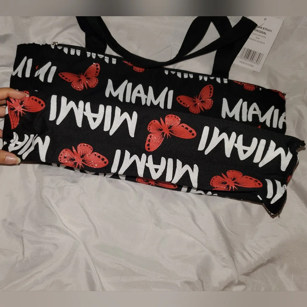 💸 5 for $20 | NWT Maran' Athah Miami Butterfly Canvas Tote Bag - Picture 6 of 16